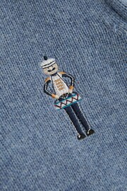 Reiss Denim Melange Ringo Senior Merino Wool Embroidered Drummer Jumper - Image 7 of 7