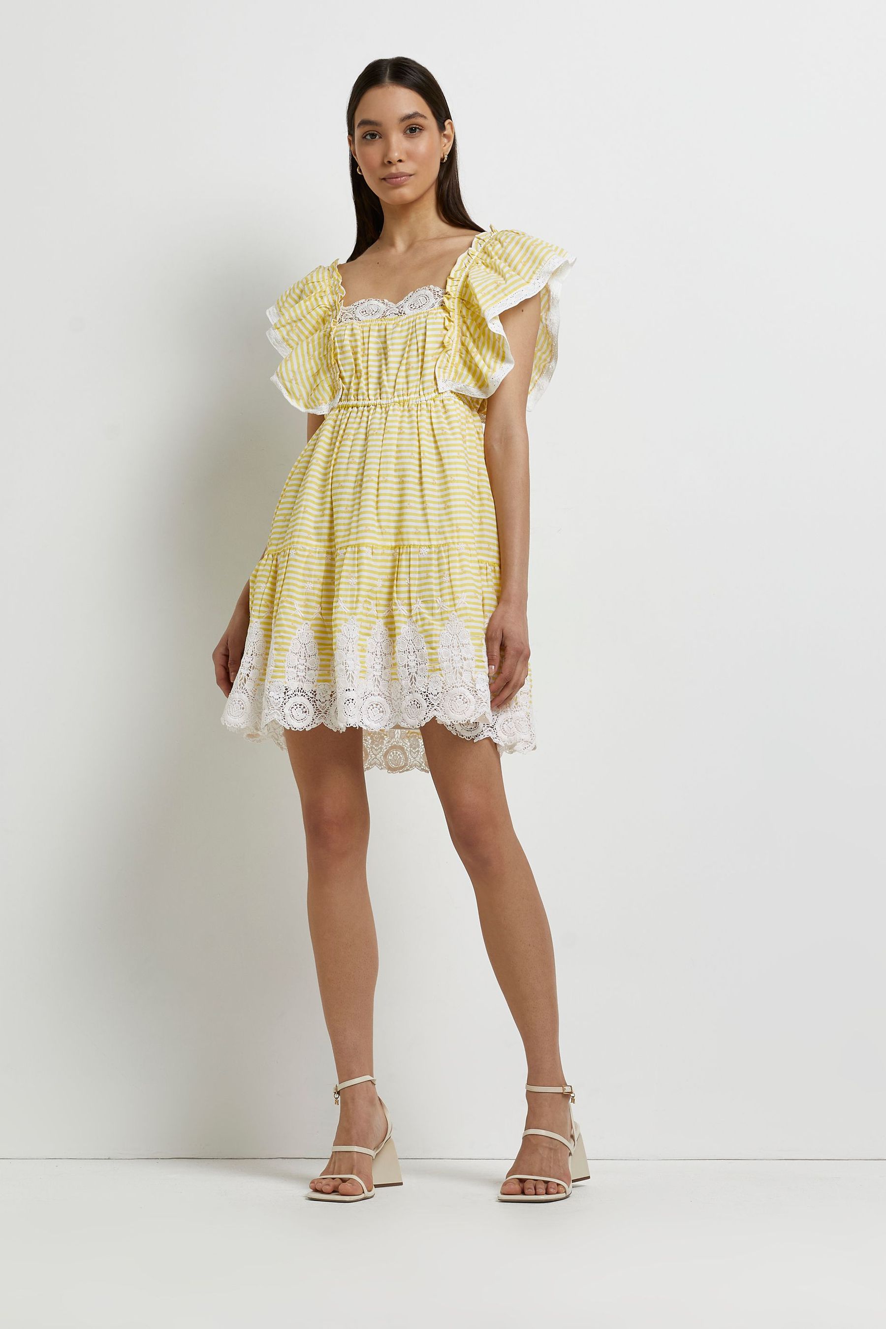Yellow lace summer dress outlet