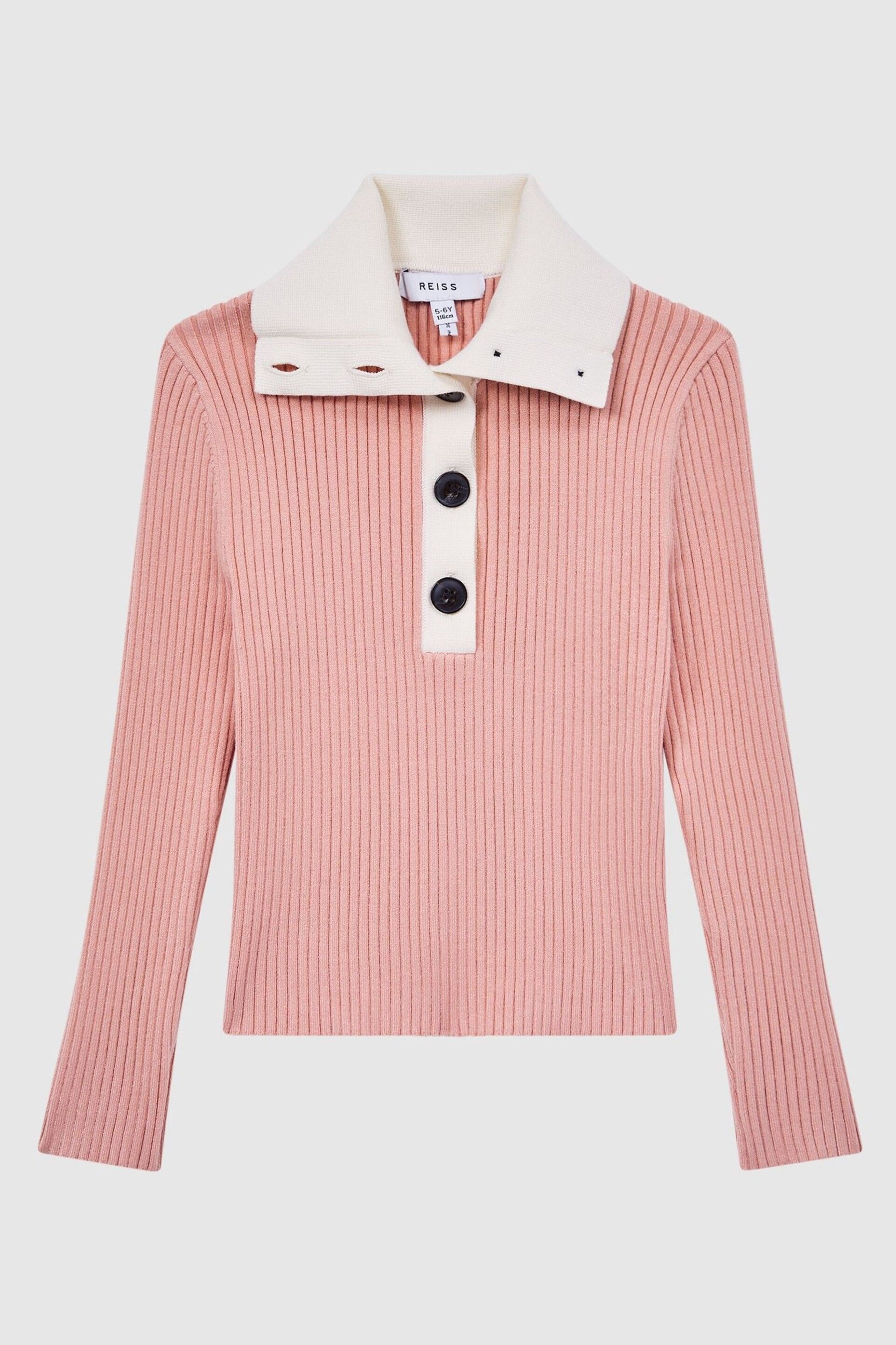 Reiss Pink Maia Junior Colourblock Knitted Top - Image 2 of 6