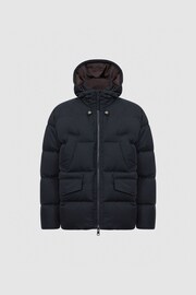 Reiss Navy Ronic Quilted Short Hooded Coat - Image 2 of 7