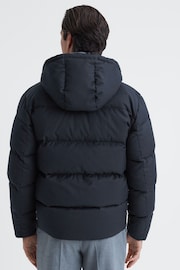 Reiss Navy Ronic Quilted Short Hooded Coat - Image 5 of 7