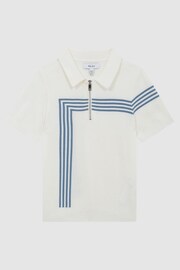 Reiss White Sergant Junior Half Zip Stripe Detail Polo T-Shirt - Image 2 of 8