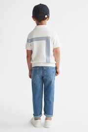 Reiss White Sergant Junior Half Zip Stripe Detail Polo T-Shirt - Image 5 of 8
