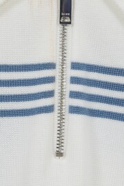 Reiss White Sergant Junior Half Zip Stripe Detail Polo T-Shirt - Image 8 of 8