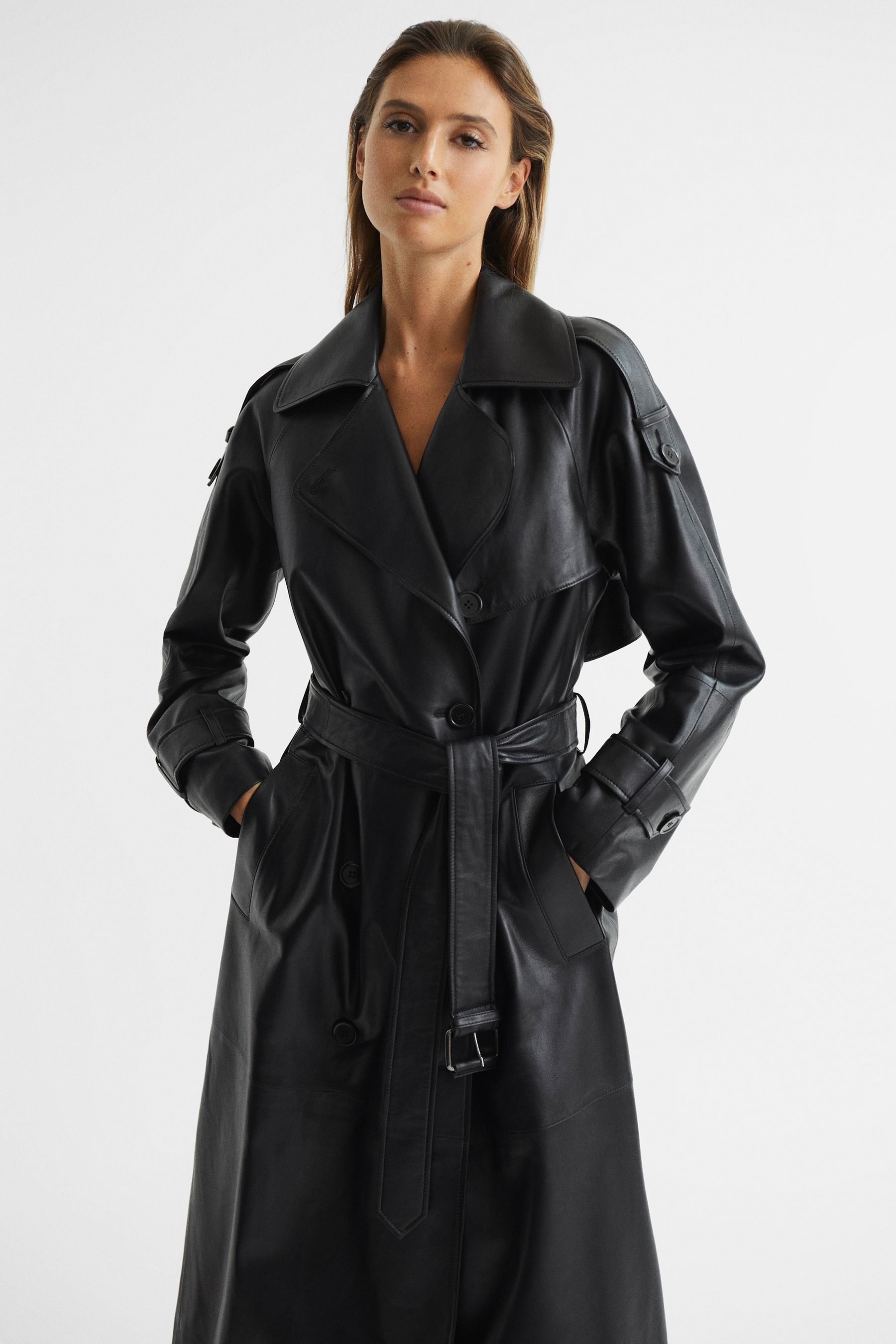 Reiss maya coat black cheap