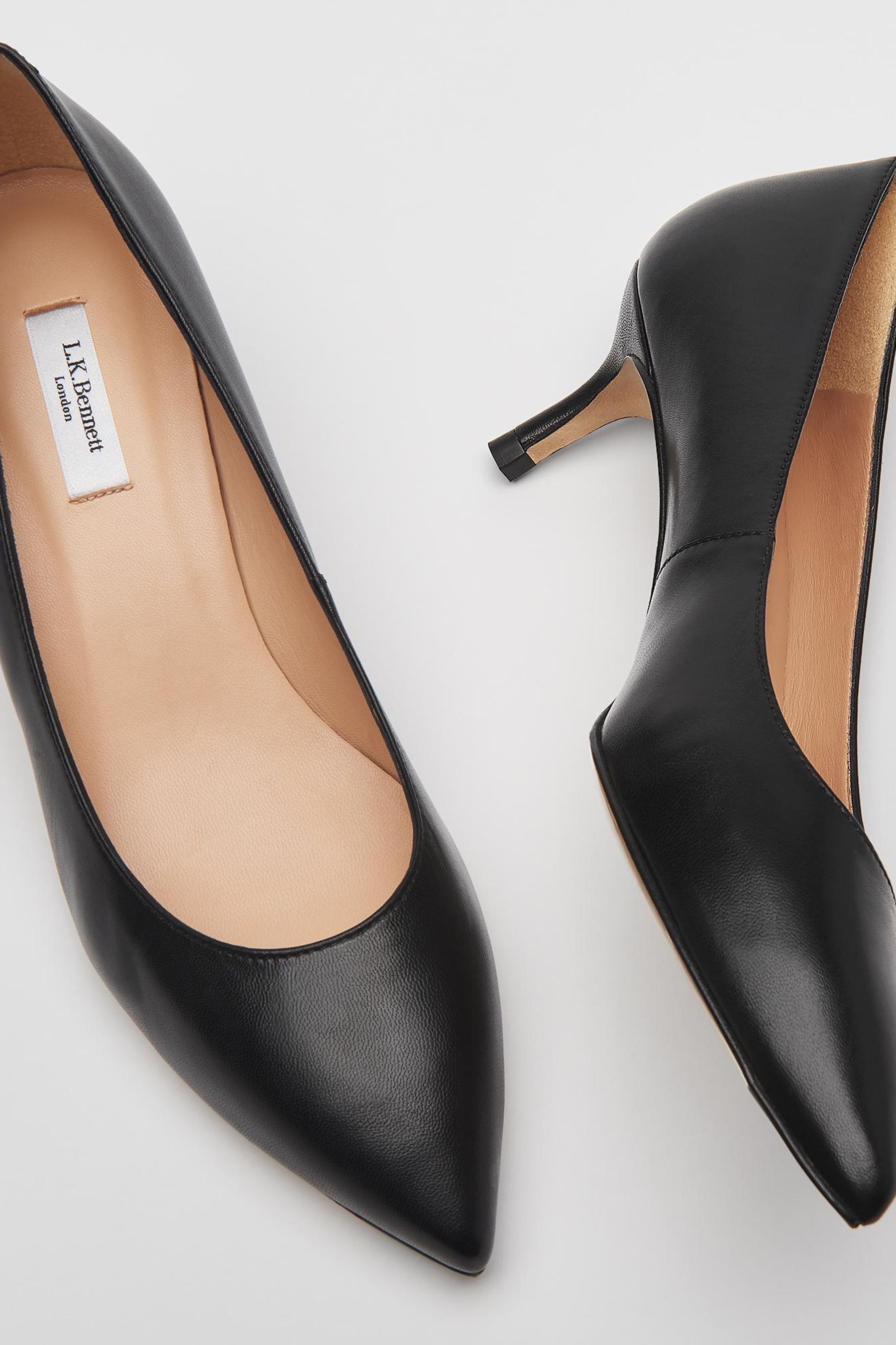 Buy LK Bennett Black Leather Audrey Kitten Heel Courts from Next USA