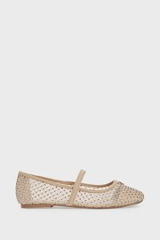 Reiss Nude Amelia Crystal Detail Mesh Ballet Flats - Image 2 of 6