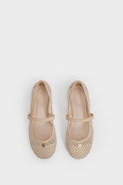 Reiss Nude Amelia Crystal Detail Mesh Ballet Flats - Image 4 of 6