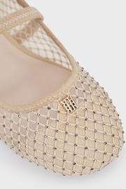 Reiss Nude Amelia Crystal Detail Mesh Ballet Flats - Image 5 of 6