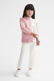 Reiss Pink/White Gaia Senior Colour Block Wool Blend Jumper - Image 1 of 6