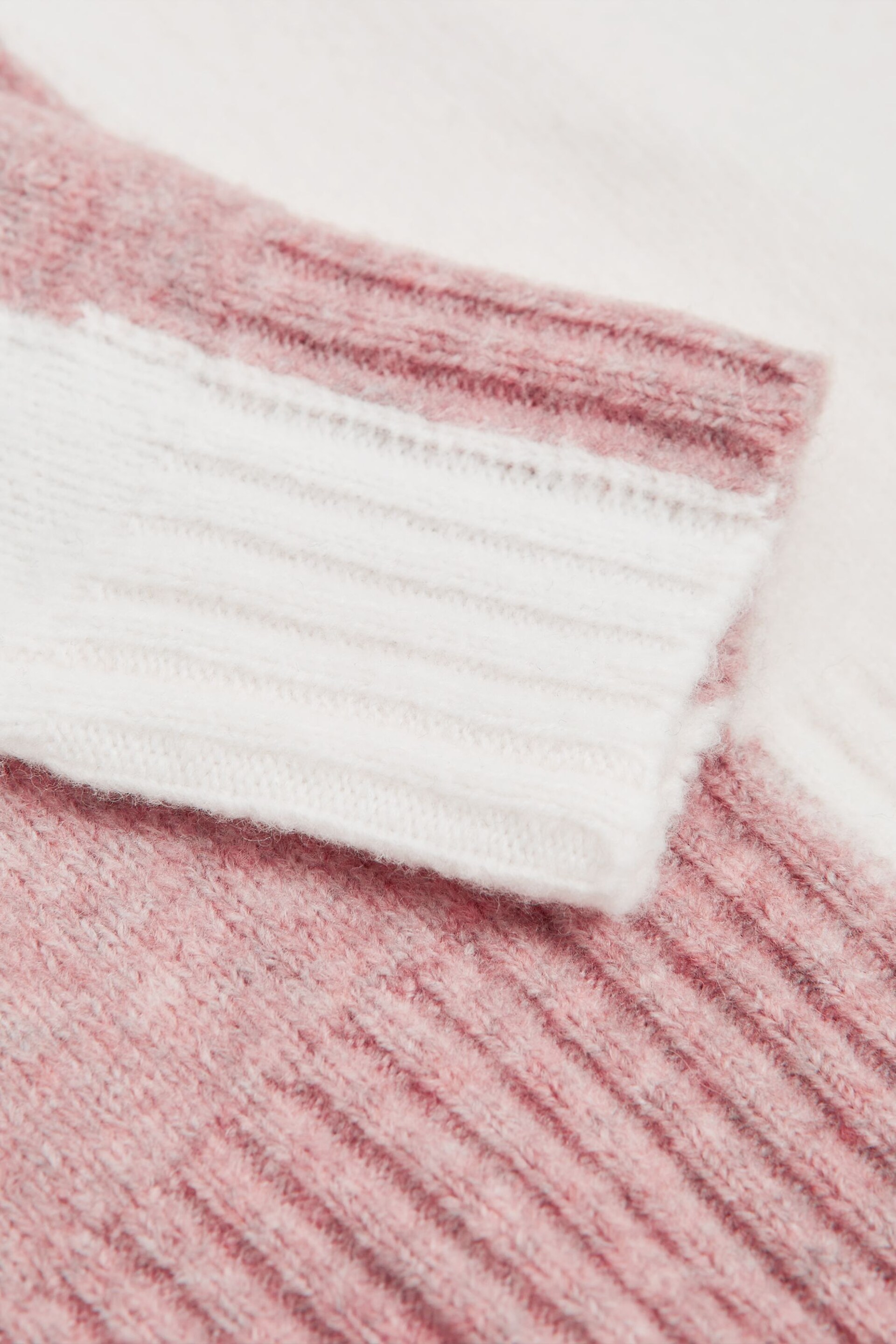 Reiss Pink/White Gaia Senior Colour Block Wool Blend Jumper - Image 6 of 6
