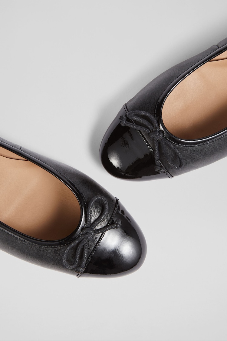 LK Bennett Black Leather And Patent Kara Toe Cap Ballerinas - Image 4 of 4