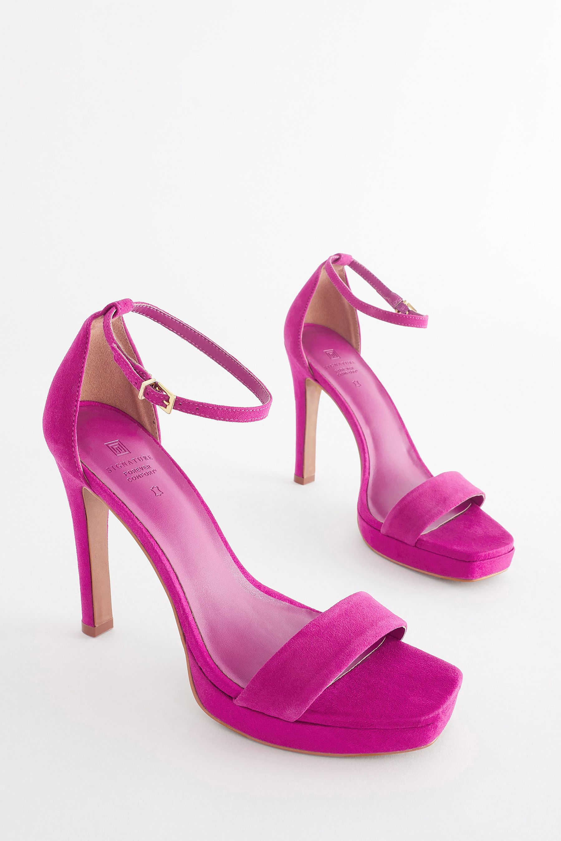 Buy Pink Signature Leather Platform Sandals from Next Luxembourg