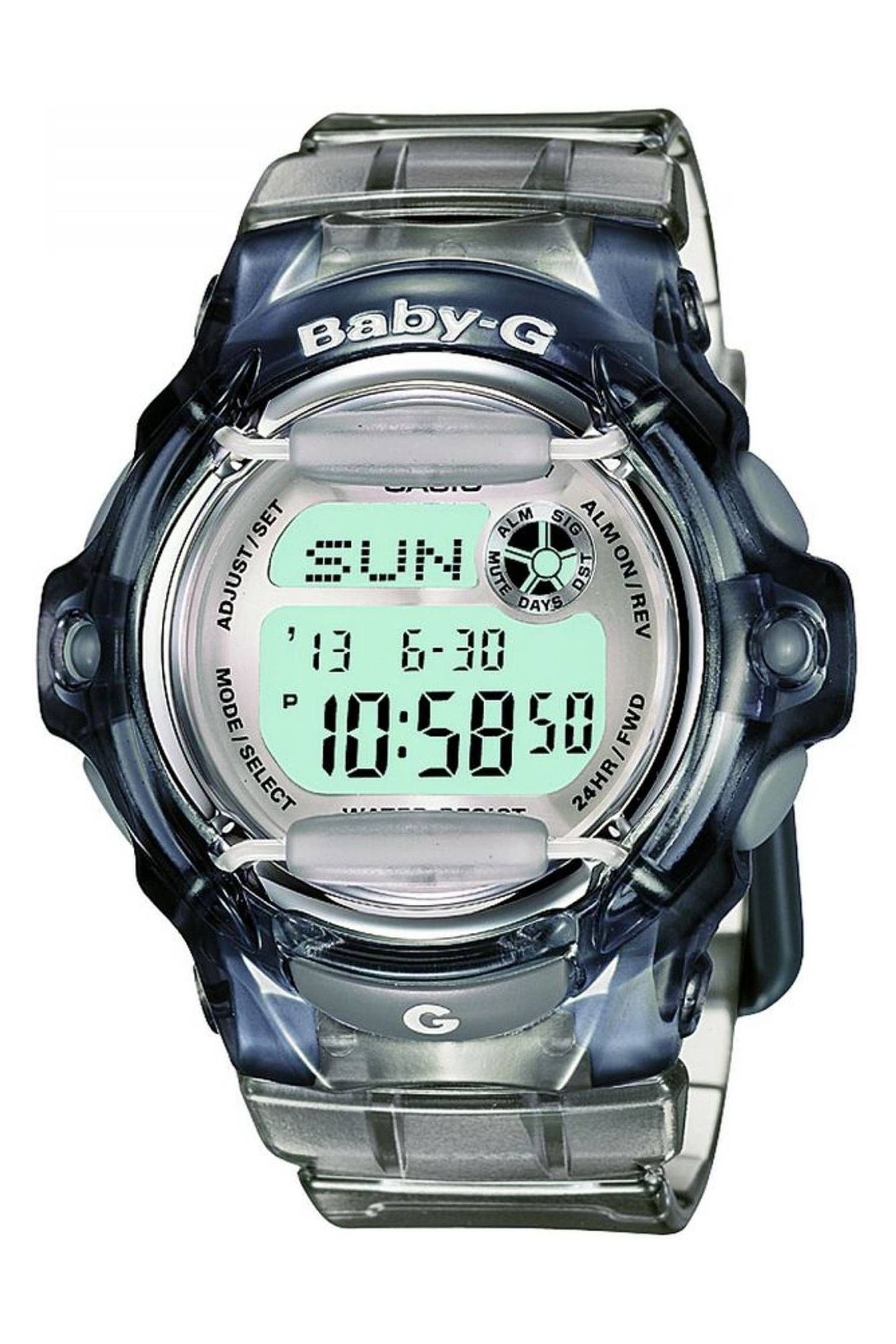 Buy Casio Baby G Blue LCD and Clear Stainless Steel and Plastic Resin Quartz Chronograph Watch from the Next UK online shop