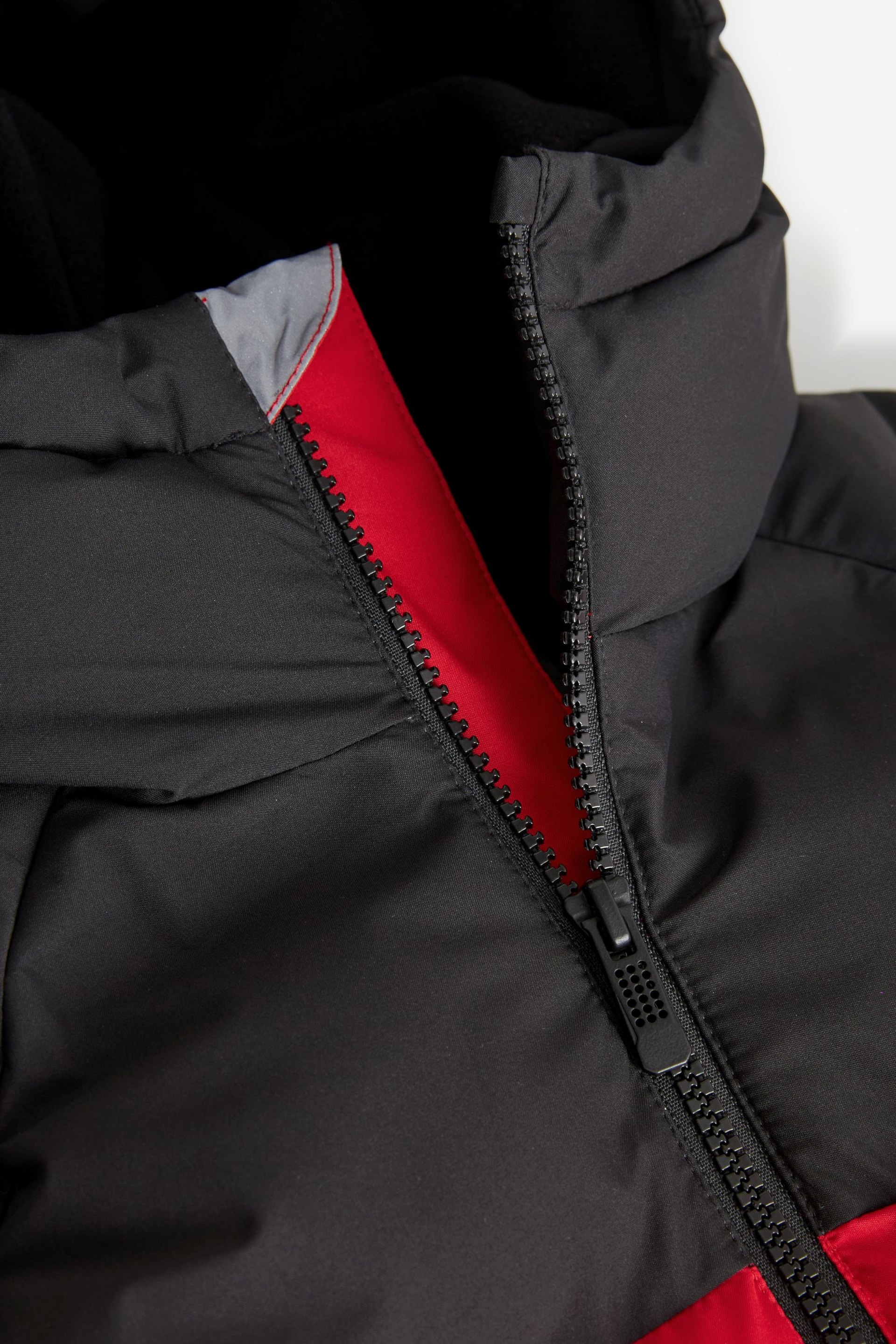 Red and Black Fleece Lined Padded Puffer Coat (3-16yrs) - Image 6 of 6
