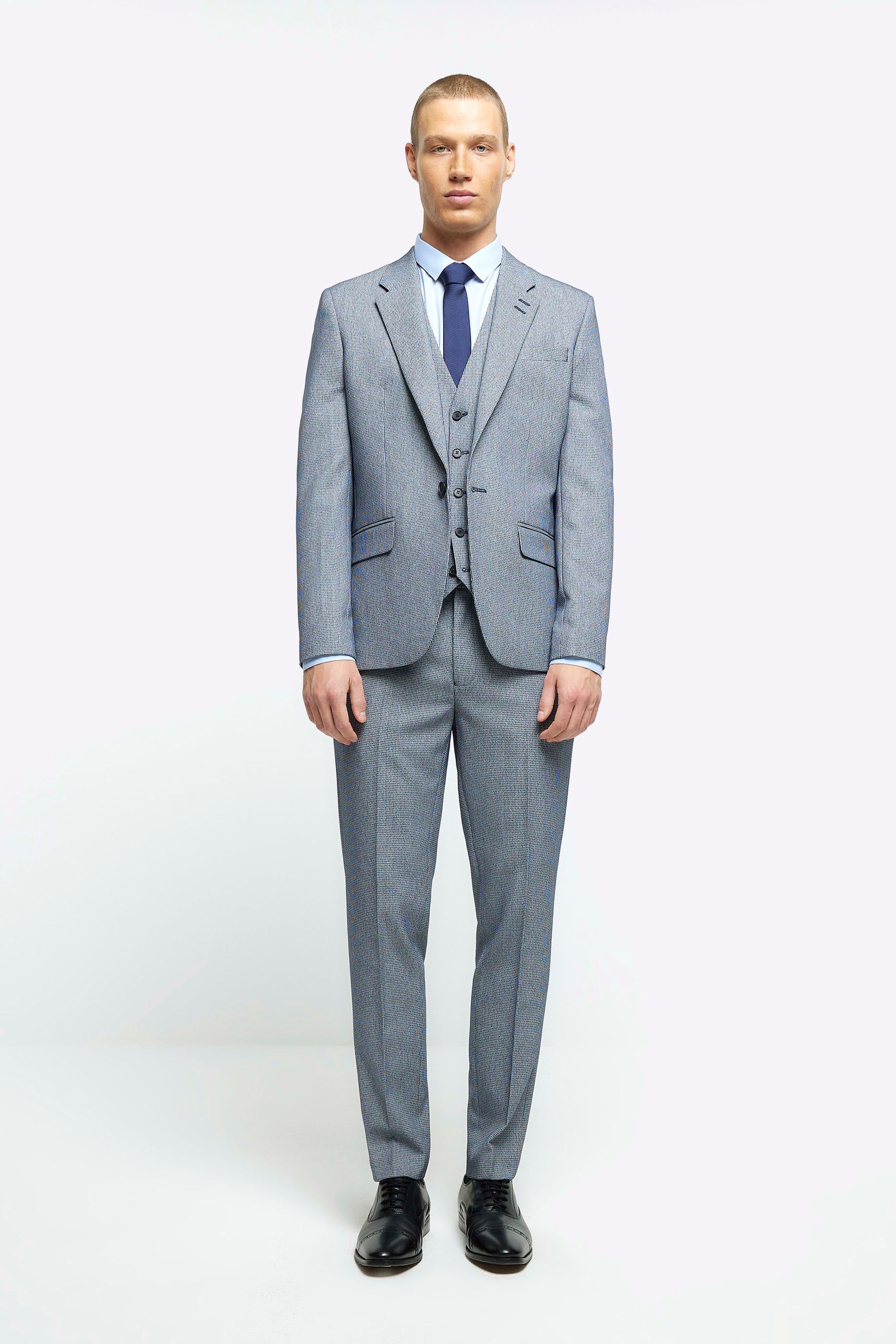 Buy River Island Blue Skinny Fit Suit Houndstooth Jacket from Next Luxembourg