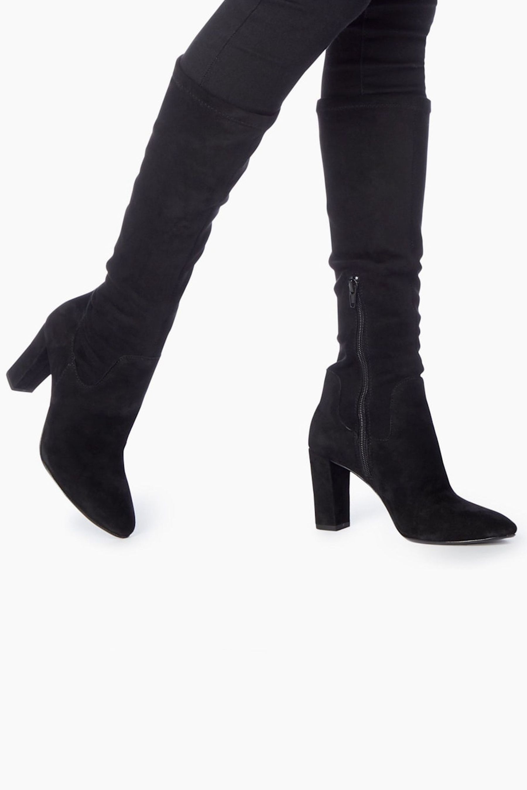 Dune London Black Siren Stretch Knee High Boots
