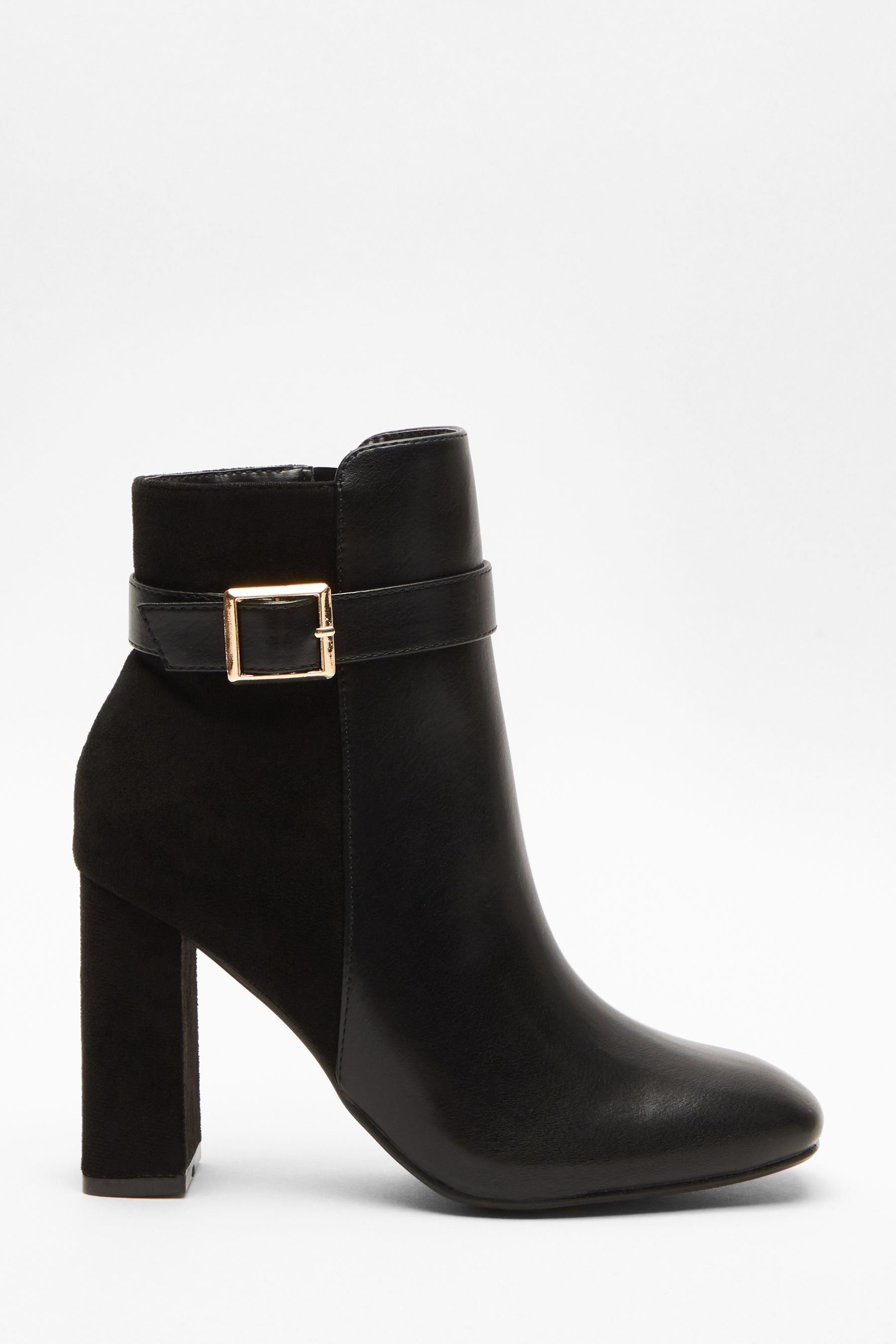 Buy Quiz Black Buckle Heel Boot from Next Luxembourg