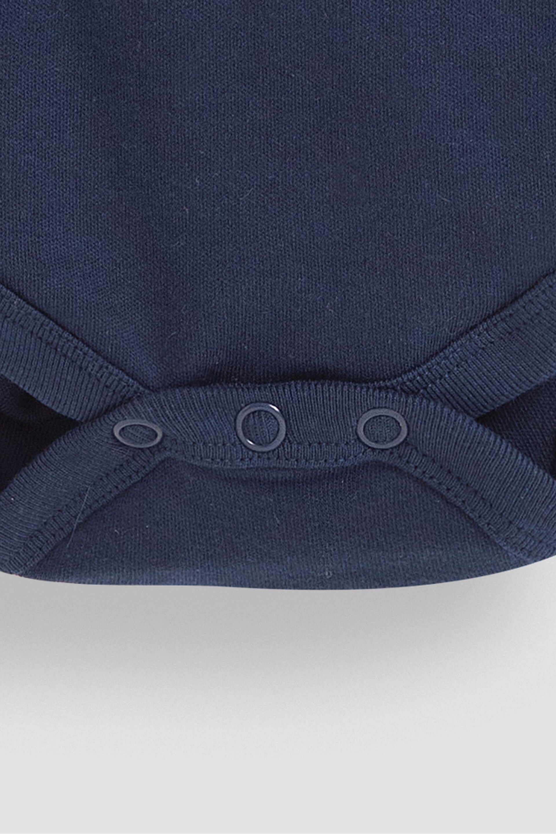 JoJo Maman Bébé Navy Plain Long Sleeve Polo Shirt Bodysuit - Image 3 of 3