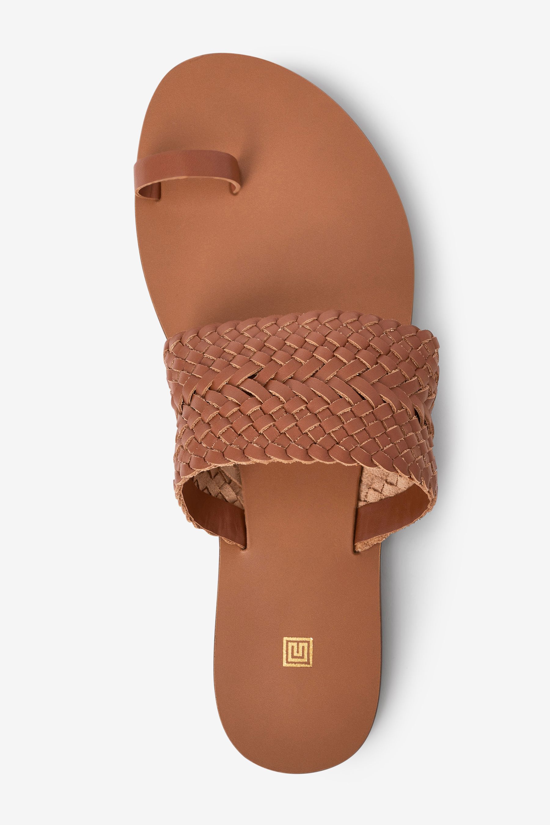 Buy Tan Brown Leather Woven Toe Loop Sandals from Next Luxembourg