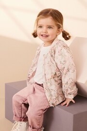 Pink Floral Shower Resistant Printed Bomber Jacket (3mths-7yrs) - Image 1 of 11