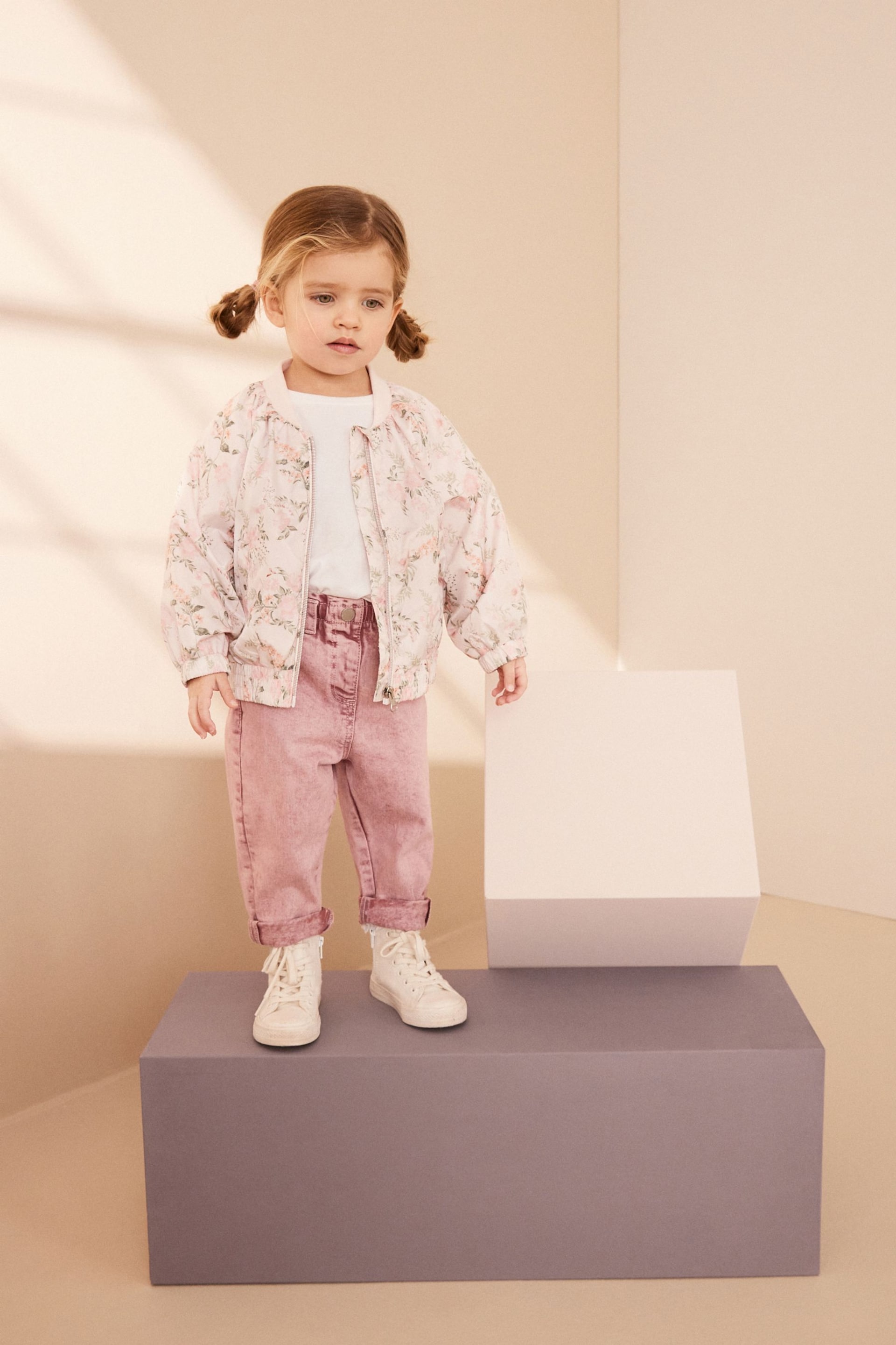 Pink Floral Shower Resistant Printed Bomber Jacket (3mths-7yrs) - Image 2 of 11