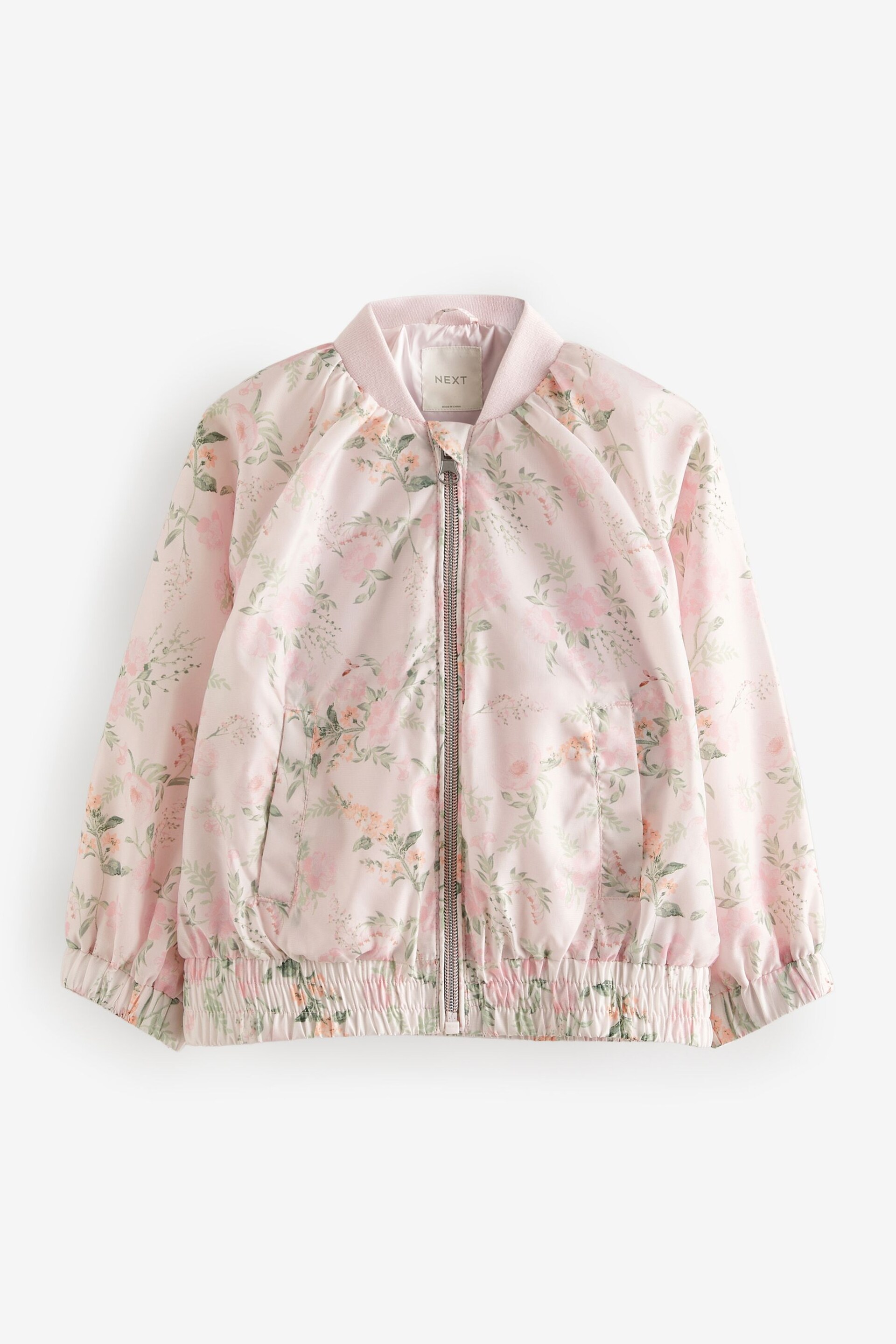 Pink Floral Shower Resistant Printed Bomber Jacket (3mths-7yrs) - Image 6 of 11