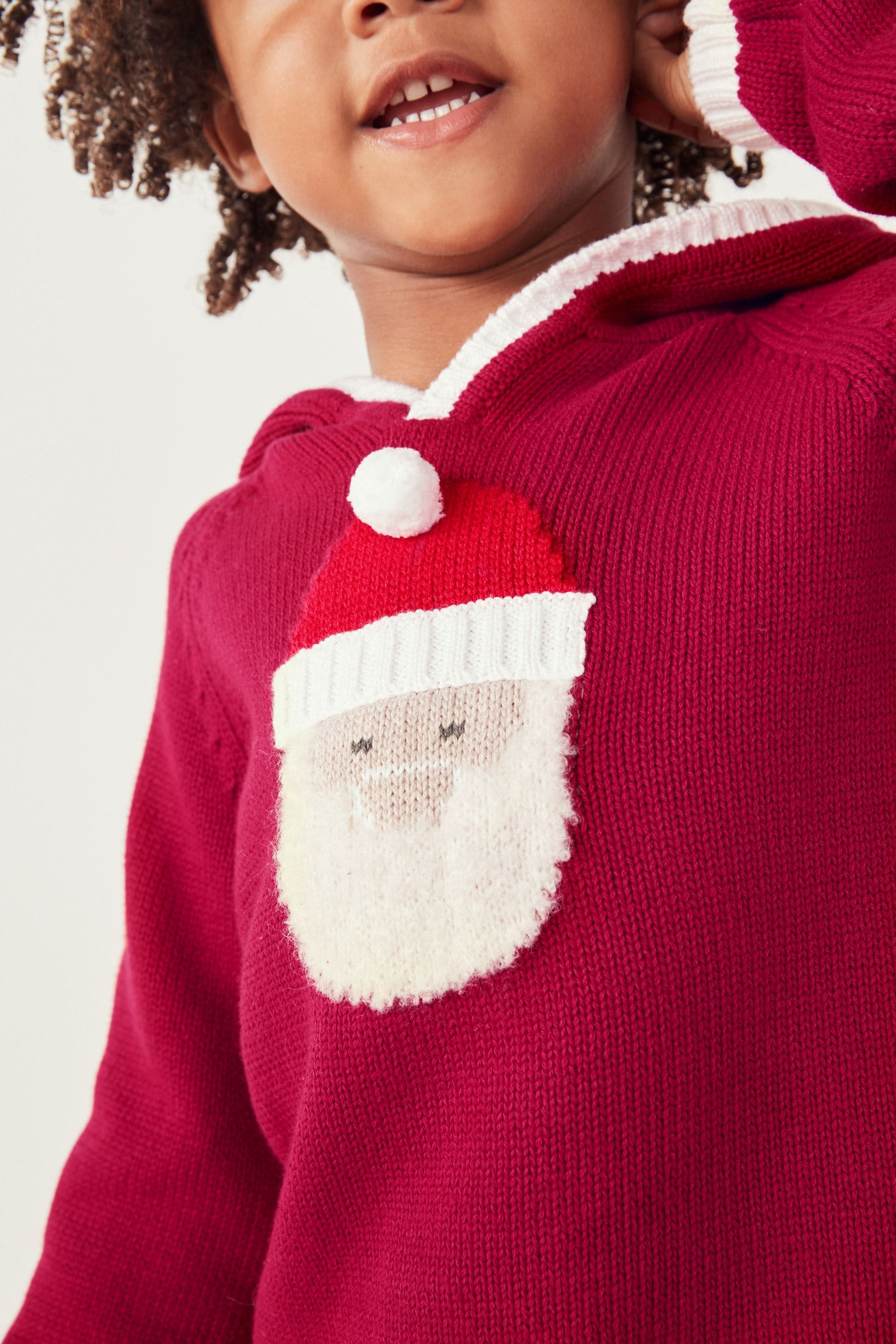 Buy The White Company Red Santa Hooded Christmas Jumper from Next Luxembourg