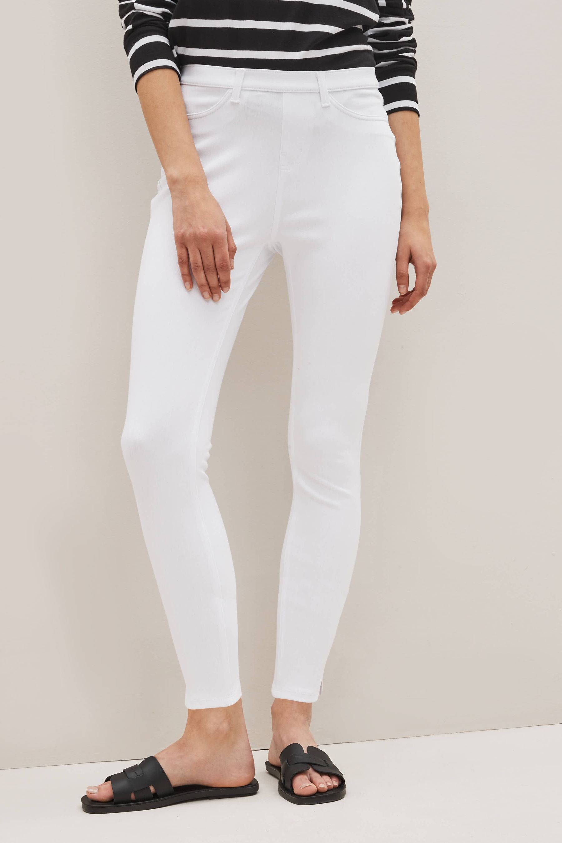 Buy White Cropped Denim Jersey Leggings from Next Luxembourg