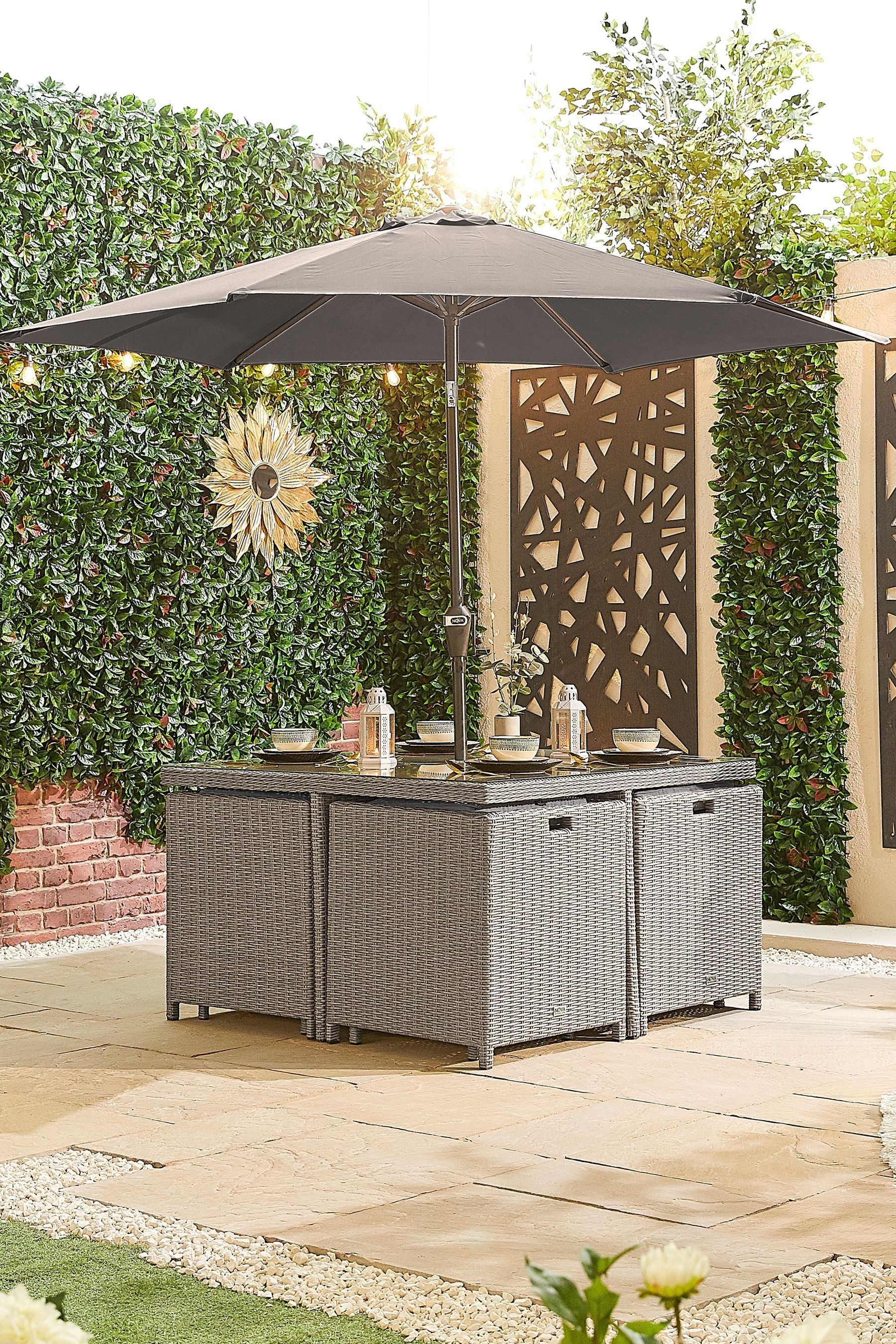 Buy Nova Outdoor Living Grey 4 Seat Rattan Effect Garden Cube Set with 1.25m Square Table Table from the Next UK online shop