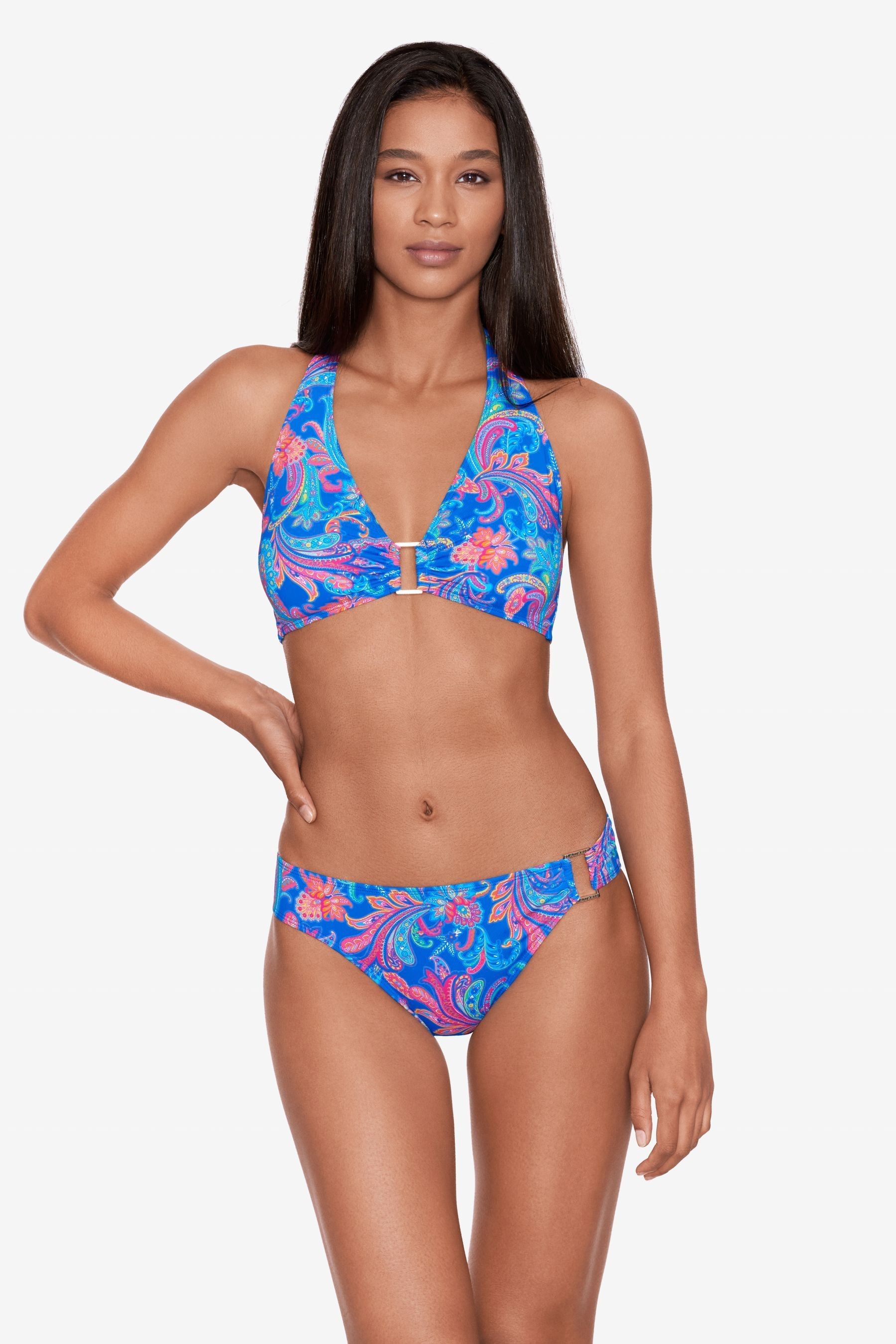 Buy Ralph Lauren Blue Summer Paisley Ring Halter Bikini Top from Next Luxembourg