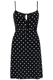 Pour Moi Black & White Polka Dot Strappy Tie Front Dress - Image 4 of 5