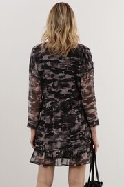 Religion Black Long Sleeve Mini Dress with Tied Waist and Ruffle Hem - Image 2 of 6