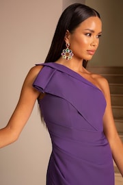 Chi Chi London Purple One Shoulder Wrap Detail Midi Dress - Image 4 of 5