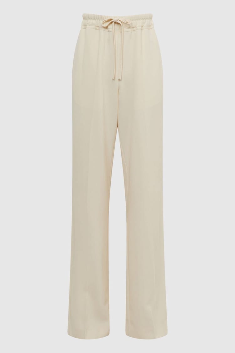 Reiss Cream Hailey Wide Wide Leg Pull On Trousers - Image 2 of 6