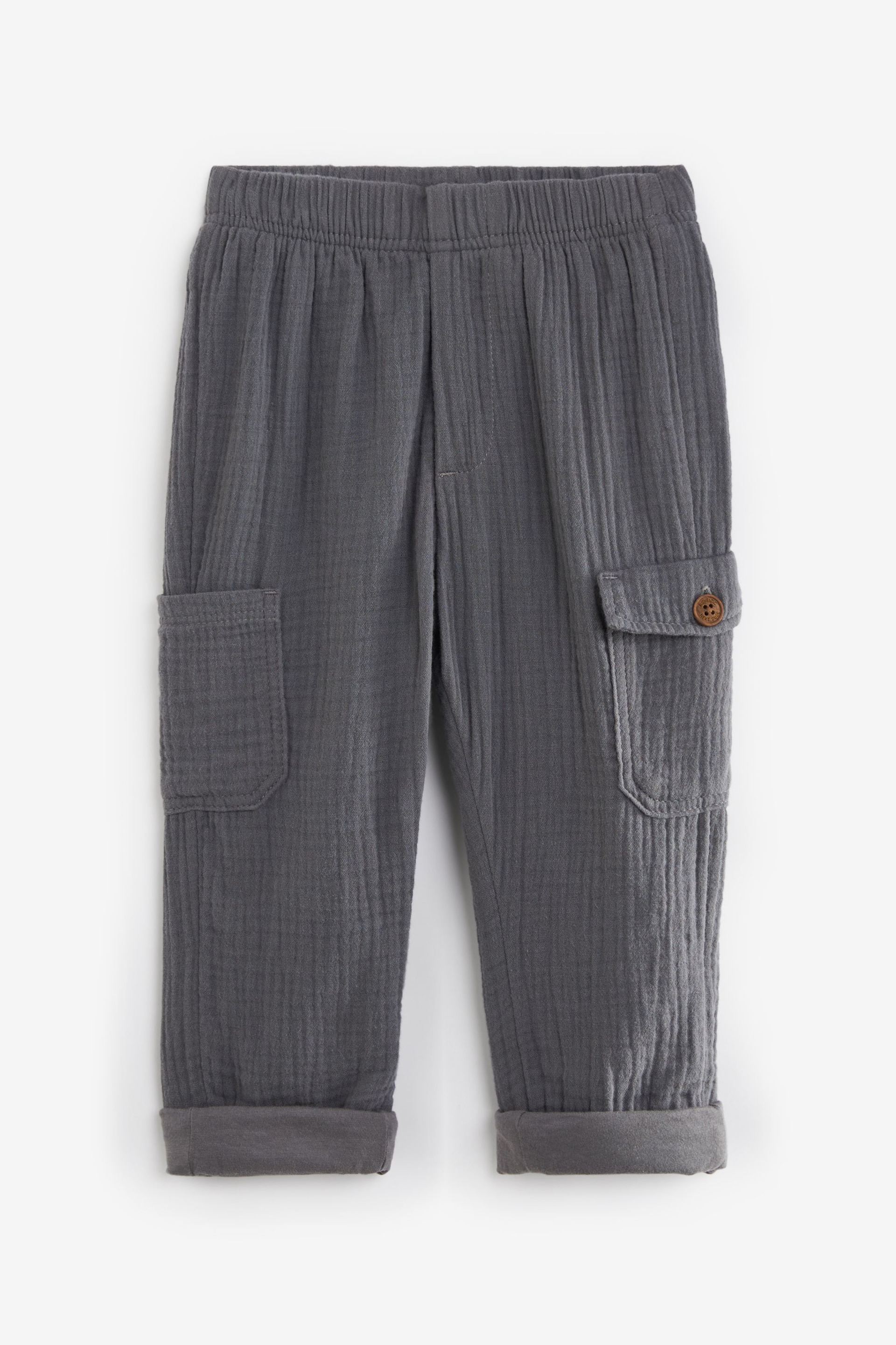 Grey Soft Textured Lined Cotton Trousers (3mths-7yrs) - Image 5 of 7