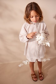 Beige Stripe Shirt And Shorts Co-ord Set (3-16yrs) - Image 3 of 8
