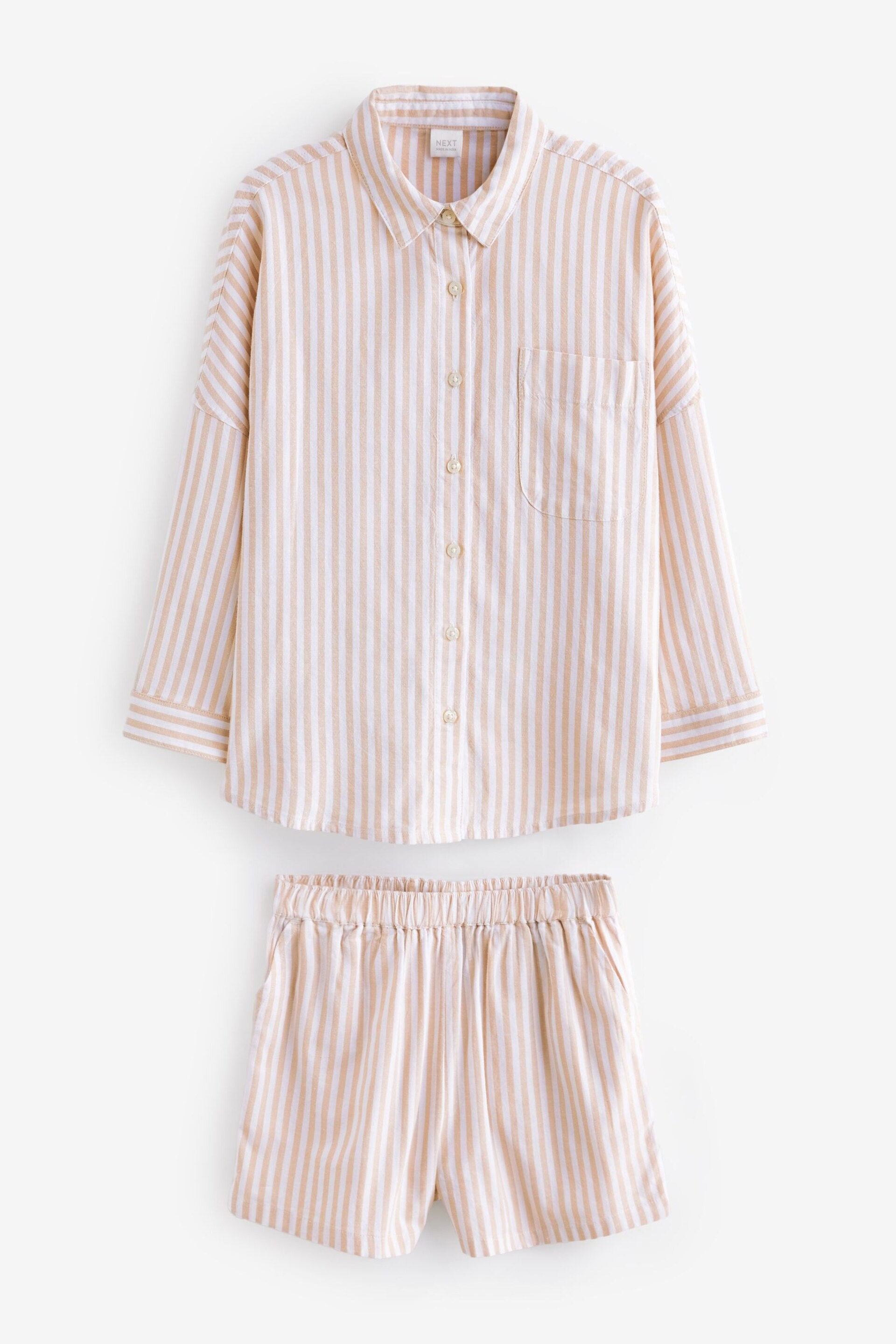 Beige Stripe Shirt And Shorts Co-ord Set (3-16yrs) - Image 6 of 8