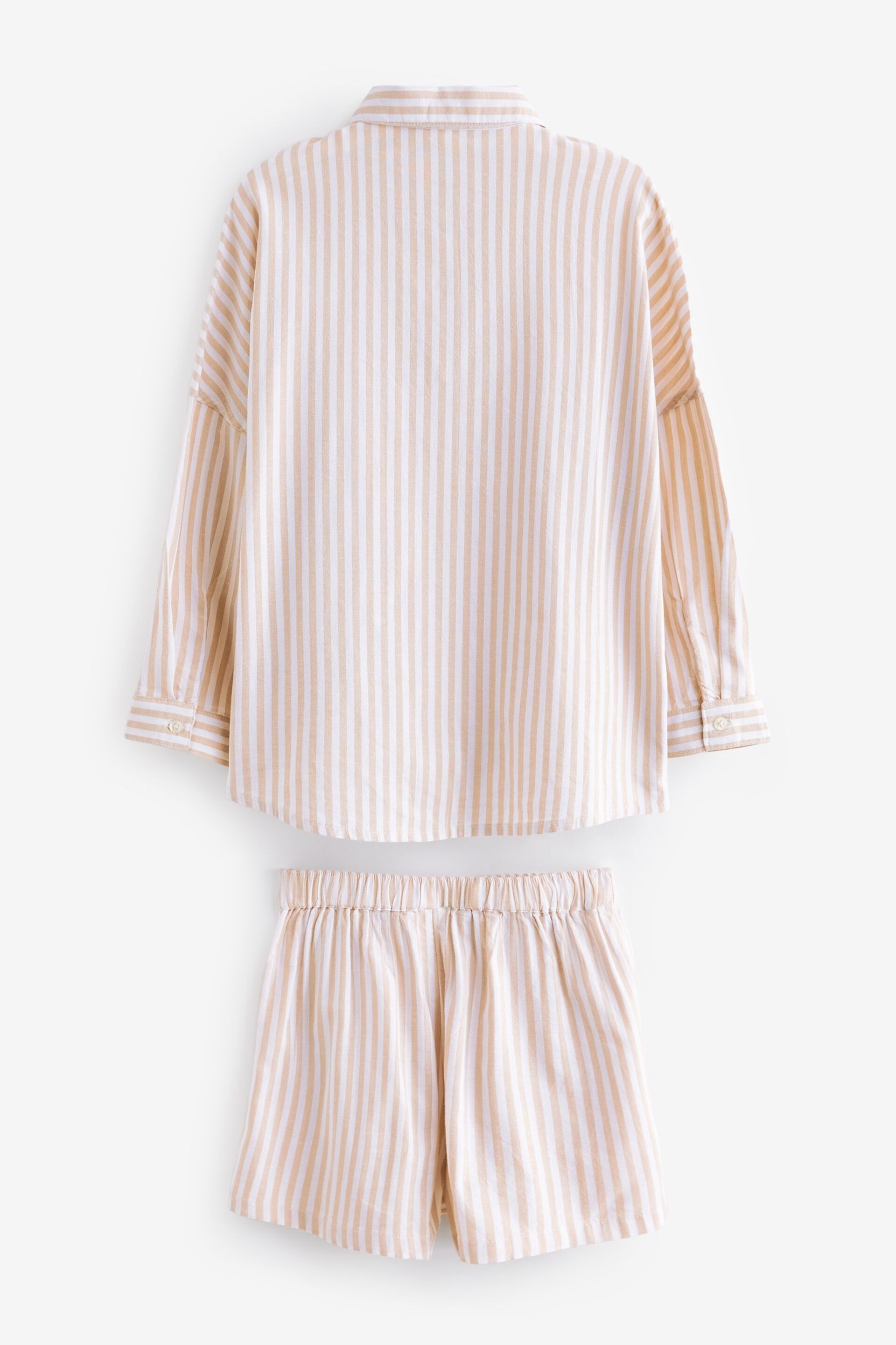 Beige Stripe Shirt And Shorts Co-ord Set (3-16yrs) - Image 7 of 8