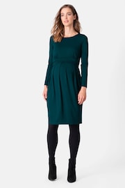 Seraphine Green Maternity And Nursing Pleat Detail Dress - Image 3 of 4