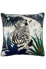 Riva Paoletti Multicolour Kala Zebra Printed Velvet Cushion - Image 1 of 4