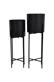 Libra Set of 2 Black Clyde Indoor Planters On Stands - Image 2 of 4