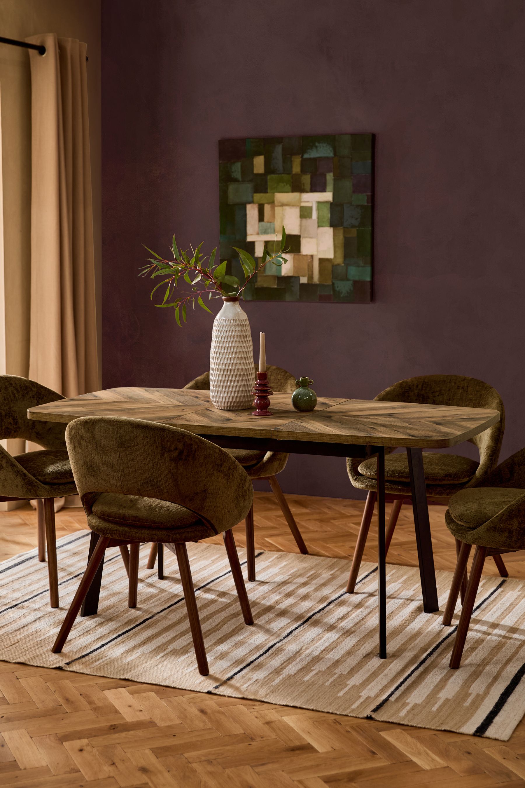 Buy Dark Bronx Chevron 4 to 6 Seater Extending Oak Effect Dining Table from the Next UK online shop