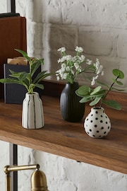 Set of 3 Green Artificial Plants In Monochrome Ceramic Pots - Image 1 of 3
