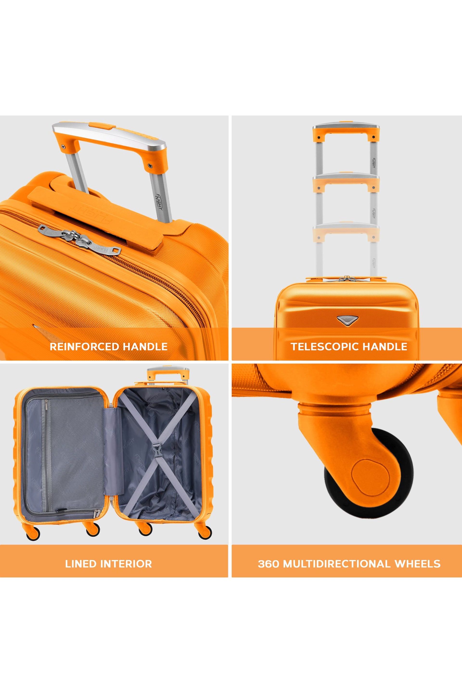 Flight Knight Orange Medium Hardcase Lightweight Check In Suitcase With 4 Wheels - Image 6 of 8
