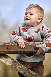 JoJo Maman Bébé Marl Grey Fox Jumper - Image 1 of 4