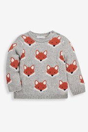 JoJo Maman Bébé Marl Grey Fox Jumper - Image 3 of 4