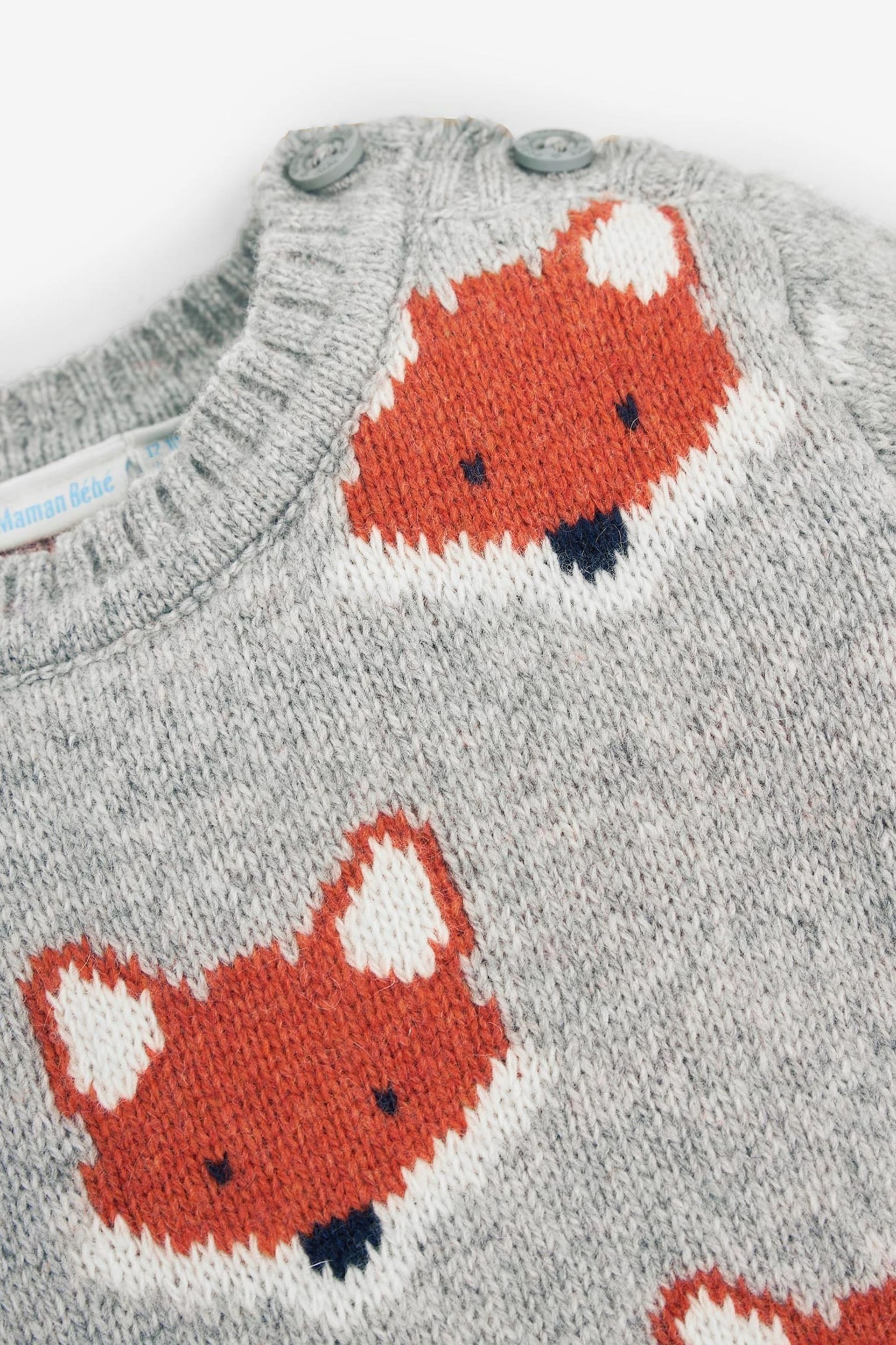 JoJo Maman Bébé Marl Grey Fox Jumper - Image 4 of 4