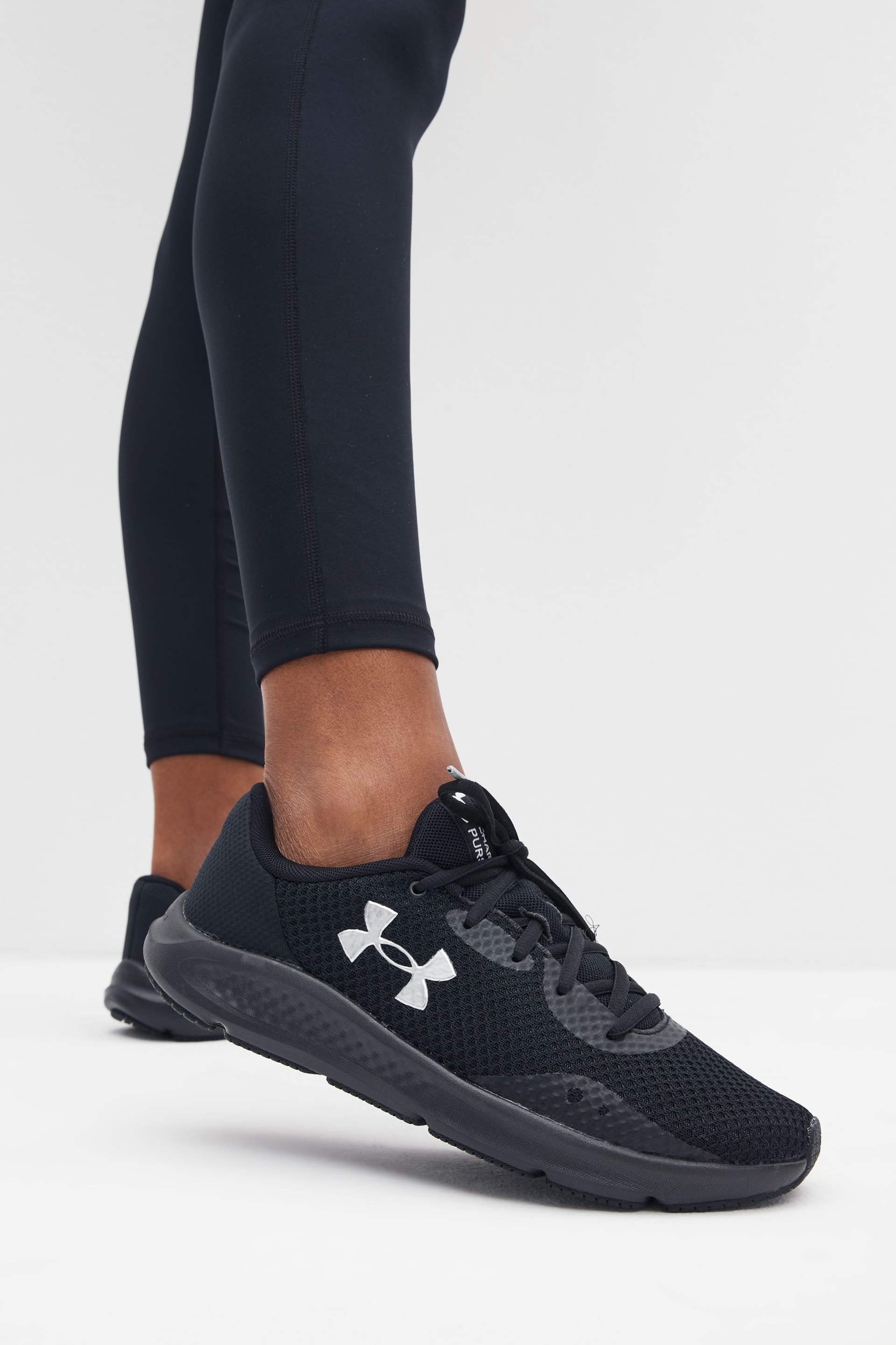 Under Armour Dark Black Charged Pursuit 3 Trainers - Image 1 of 8
