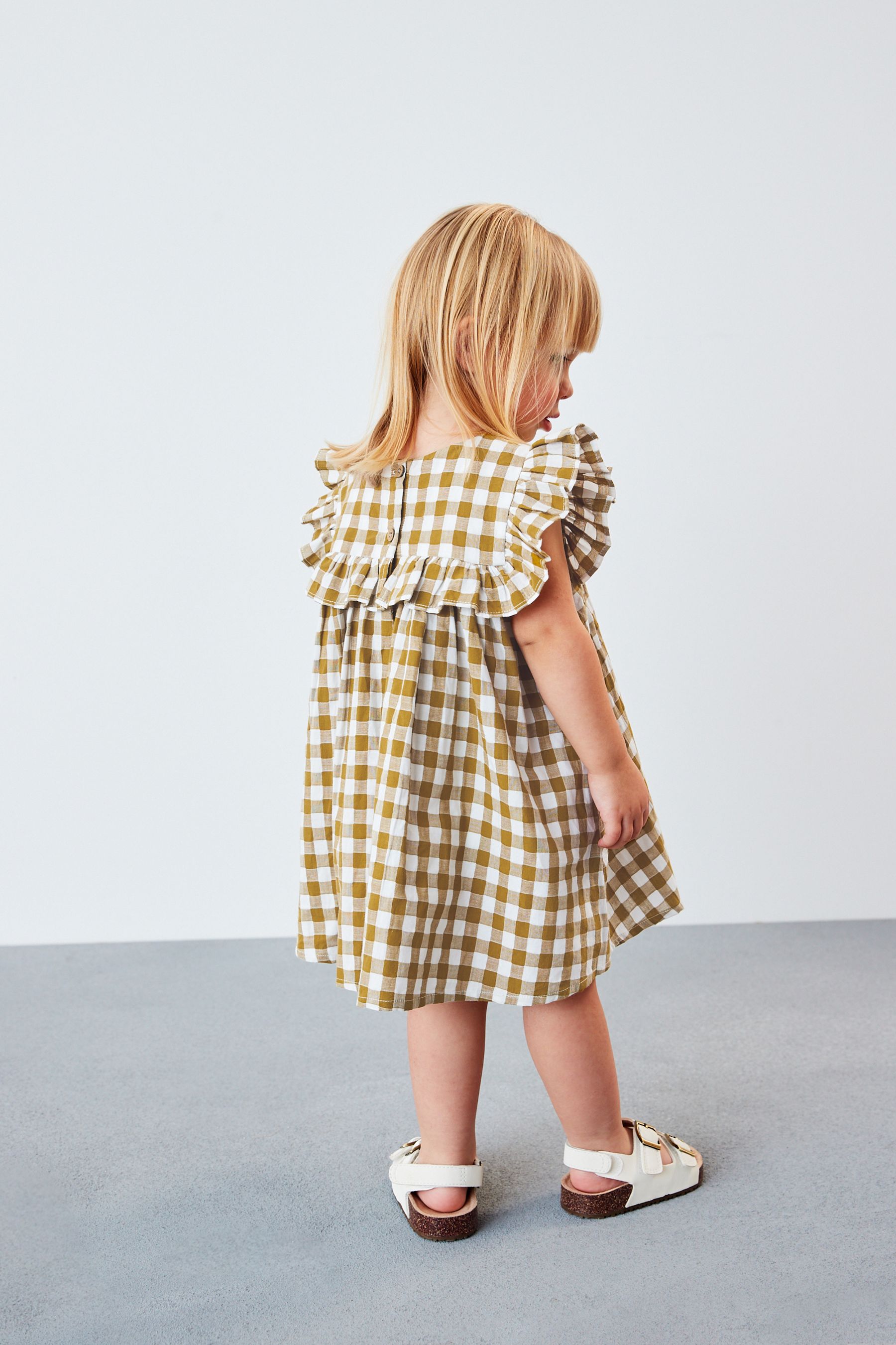 Gingham frill dress top